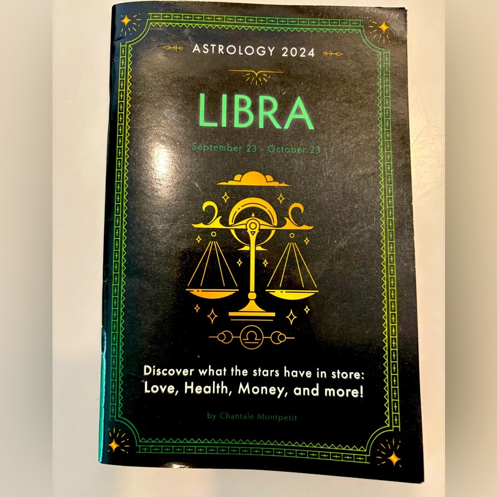Libra Astrology 2024 book by Chantale Montpetit. September 23- October 23
GUC👍🏻